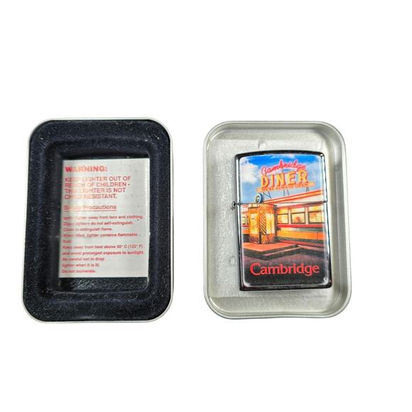 ZIPPO 1997 CAMBRIDGE DINER POLISHED CHROME LIGHTER 370S IN BOX EXCELLENT COND. - Picture 5 of 13